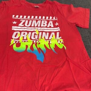 Zumba Fitness Red Short Sleeve Tee with Bold Graphic Design